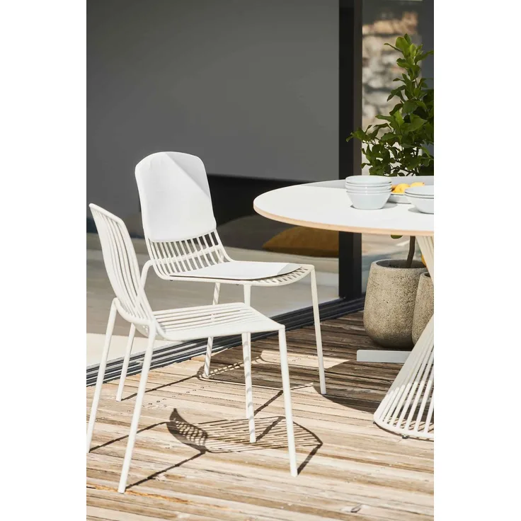 Mori Outdoor Stuhl aus Stahl blau mit Armlehnen