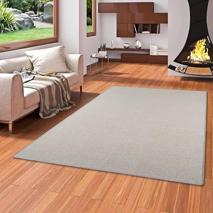 Snapstyle Sisal Teppich, Grau, 100x100 cm, Flachgewebe, schadstoffgeprüft, für Fußbodenheizung geeignet