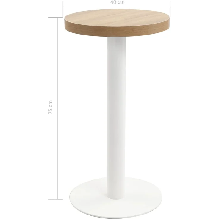 Bistrotisch FLORI rund Hellbraun/Weiß 40 cm MDF | Esstisch kleiner Tisch Cafe Gartentisch Balkontisch Outdoortisch – Bild 5