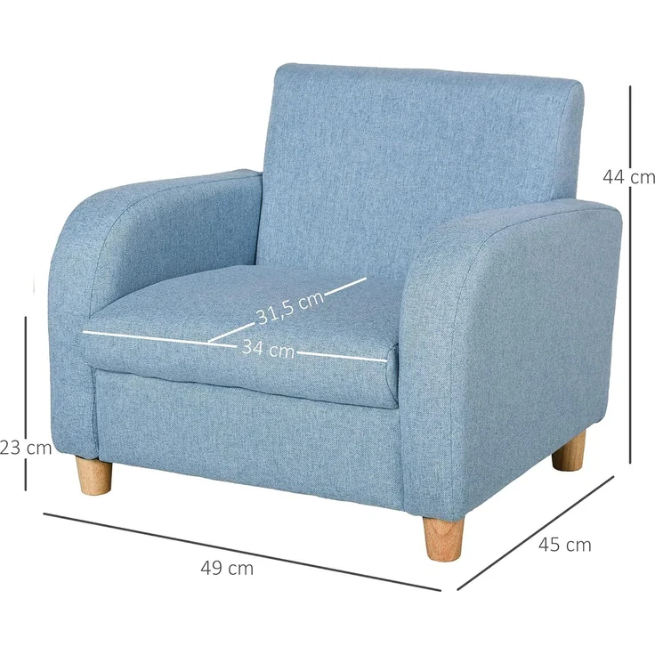 HOMCOM Kindersessel Kindersofa mit dickem Schaumstoff und dicken Sitzkissen (Liegesofa, 1-St, Kindercouch), Blau 49 x 45 x 44.5 cm – Bild 3