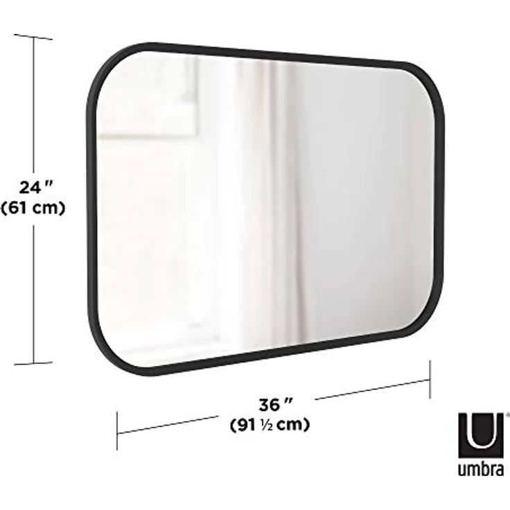Umbra Wandspiegel Hub, Spiegel, Rechteckig, Glasspiegel, Schwarz, 61x91 cm, 1014801-040 – Bild 4
