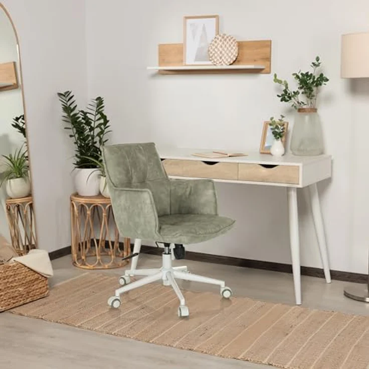 hjh LIVING Homeoffice Stuhl gepolstert SOLAO Life W Schreibtischstuhl Drehstuhl höhenverstellbar, Stoffbezug Grau – Bild 3