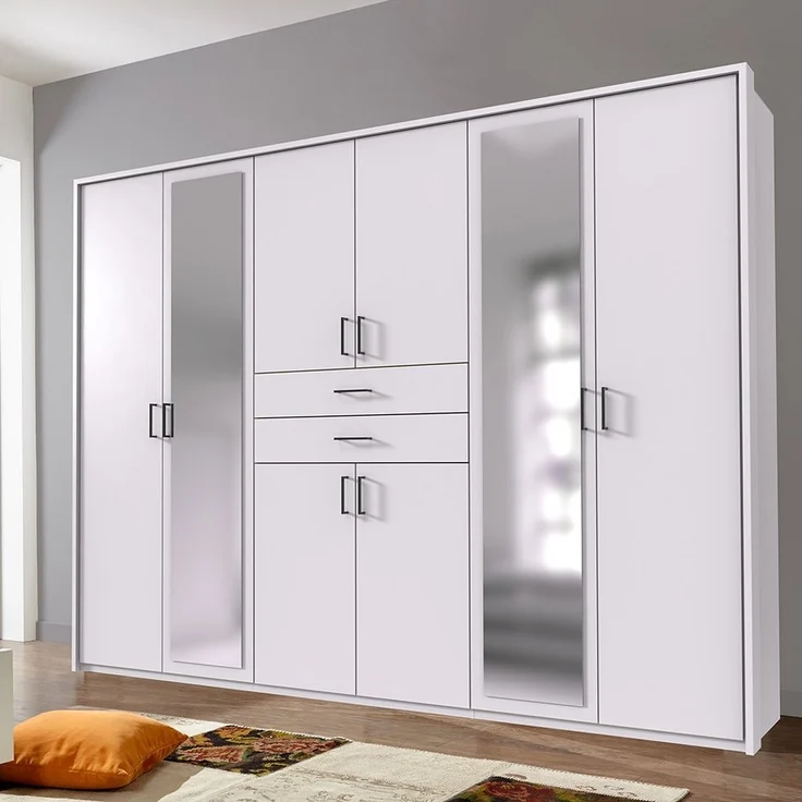 Lomadox Kleiderschrank DUNBAR-43 Drehtürenschrank 270cm, 8 Türen, 2 Schubladen, weiß – Bild 3