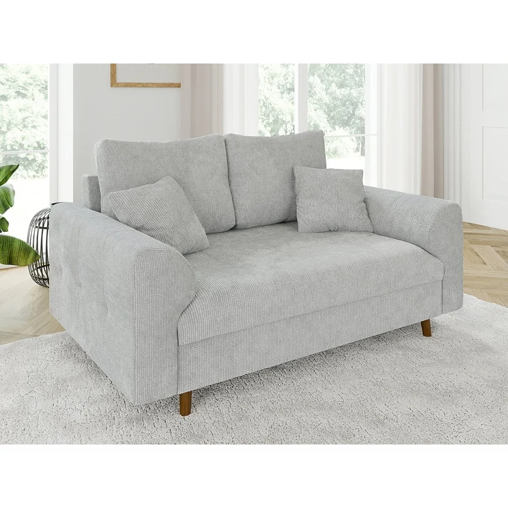 S-Style Möbel 2-Sitzer Sofa Kristian mit Braun Holzfüßen aus Chenille-Stoff, mit Wellenfederung – Bild 5