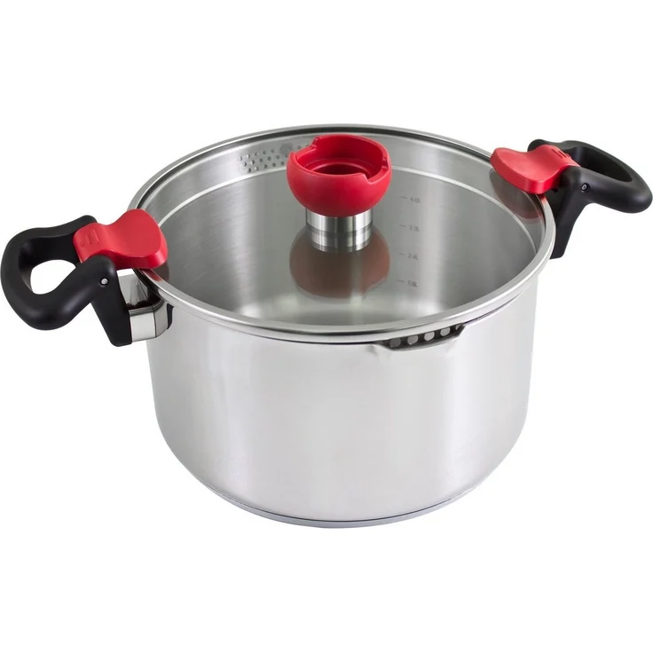 Kopf Topf-Set Kochtopfset Nelo 9-teilig, Edelstahl (9-tlg), mit Deckel, intelligenter Abgießhilfe & integrierter Siebfunktion – Bild 2