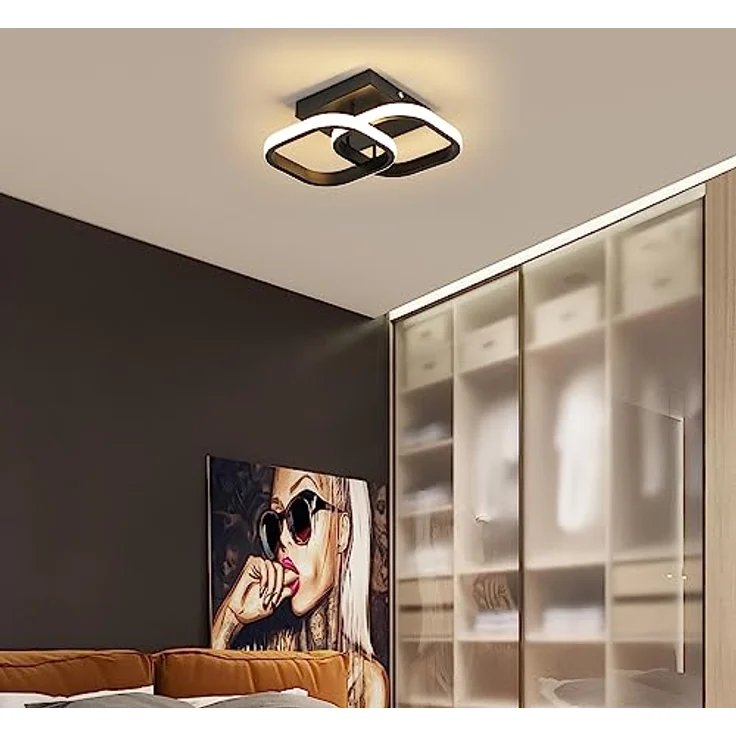 Goeco LED Deckenleuchte Moderne Deckenlampe Innen, 19W, 2135LM, 3000K Warmweißes Licht, LED Lampen Deckenleuchtung Quadratische aus Aluminium für Korridor, Flur Eingang Gang, Balkon, Schwarz – Bild 7