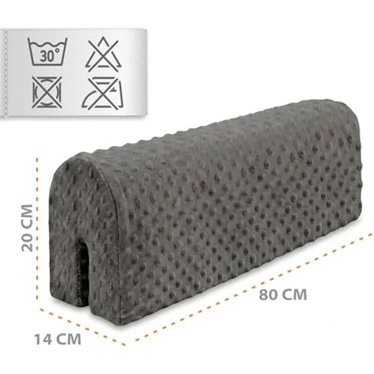 Bettkantenschutz für Kinderbetten 80 cm - Schutz für Bettrahmen Baby Bett rausfallschutz für boxspringbett bettgitter mit Bezug Kantenschutz Kinder Babybett Grau – Bild 3
