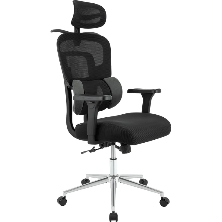 CLP Bürostuhl Lothenda ergonomisch 3D-Armlehnen Lordosenstütze höhenverstellbar,schwarz – Bild 1