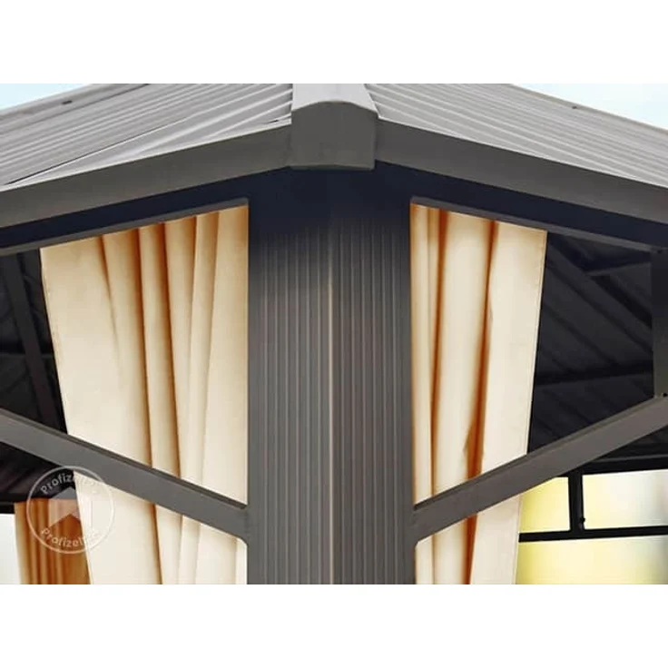 Gartenpavillon 4x4 m Stahldach Hardtop 4 Seitenteile in Champagner, Pfosten 9x9 cm – Bild 5