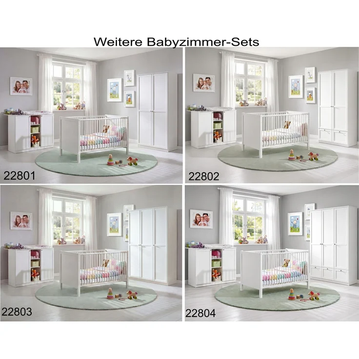 Babyzimmer-Set Kinderzimmer Babybett & Wickelkommode, Landhaus Weiß – Bild 10