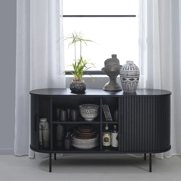Sideboard >Nerja< in Schwarz - 140x76x45 (BxHxT) – Bild 9