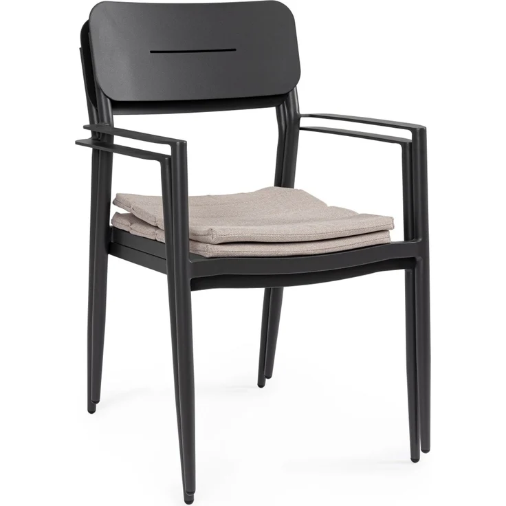 Gartenstuhl Ulbal aus Aluminium, modern stapelbar, anthrazit, inkl. Kissen, wasserabweisend – Bild 9
