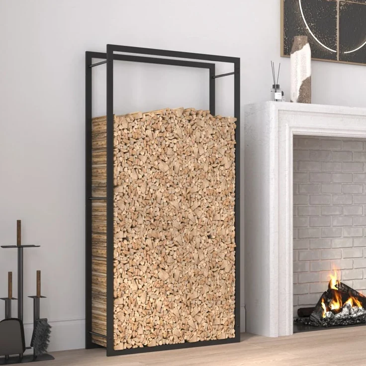 vidaXL Brennholzregal Mattschwarz 80 x 28 x 154 cm Stahl 350308 – Bild 1