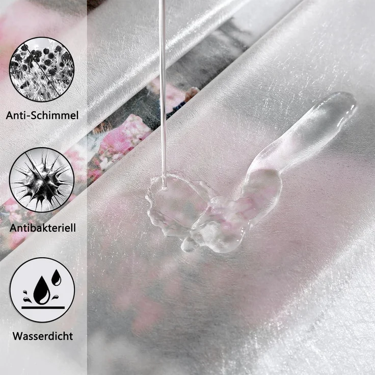 Duschvorhang Lang Transparent Weiß 180x220 mit 5 Gewicht Magneten Wasserdicht – Bild 2