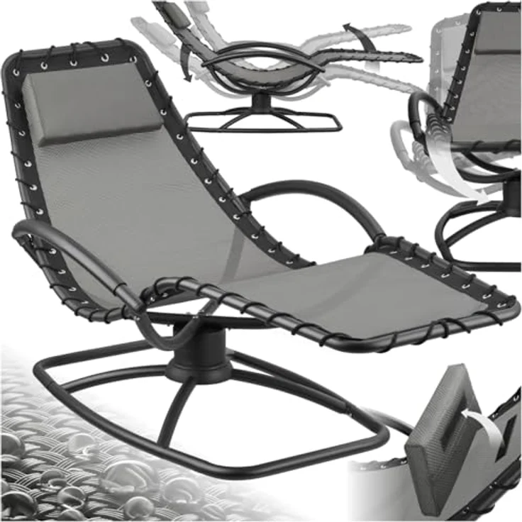 tectake Gartenliege Toulon, 1 St, Ergonomische Gartenliege mit sanfter Schwingfunktion – Bild 2