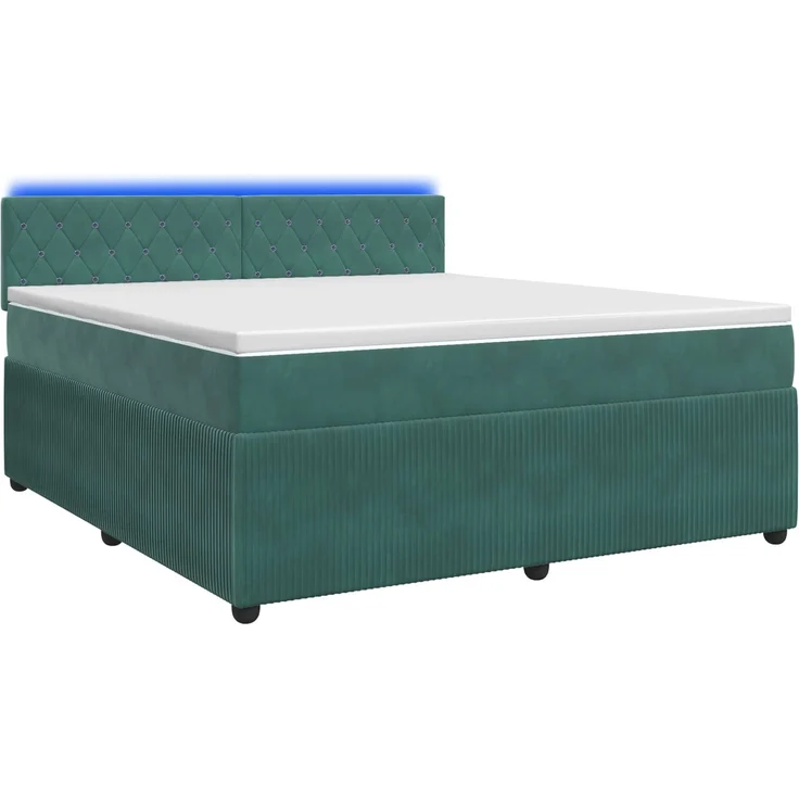 vidaXL Boxspringbett mit Matratze Dunkelgrün 140 x 190 cm Samt 3453134 – Bild 2