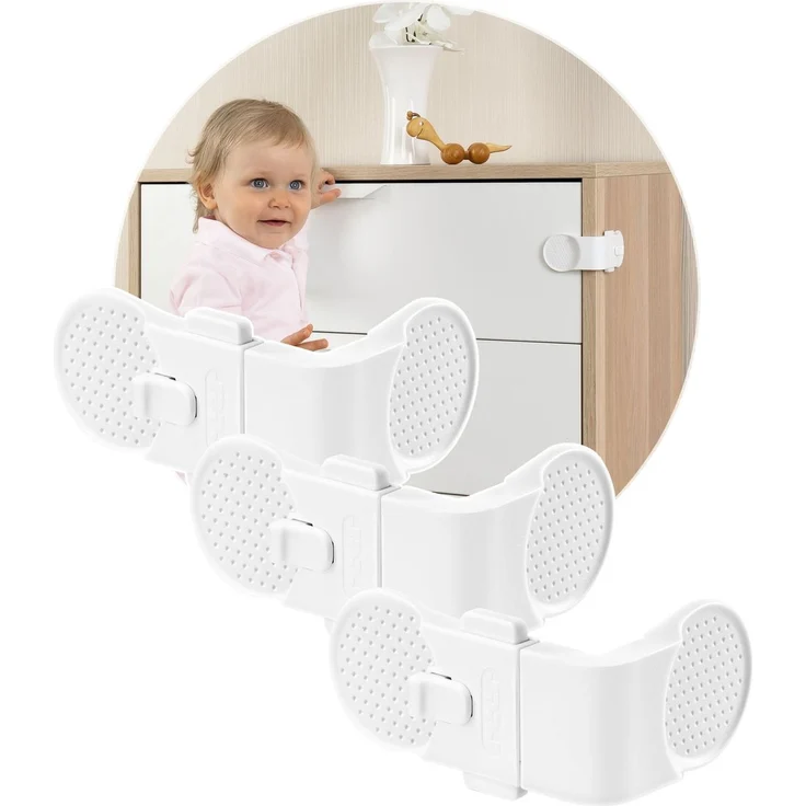 reer Vorteilspack Schrank- und Schubladensicherung, 3er Set, Klemmschutz, Kinder Sicherung, Weiß, 71080 – Bild 2