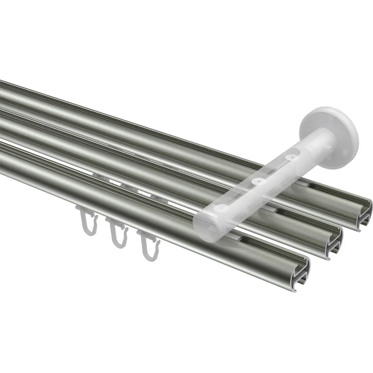 Innenlauf-Gardinenstangen-Set Siteno Mavell 520 cm (geteilt in 4 x 130 cm), 3-läufig, 20 mm Ø Edelstahl-Optik – Bild 3