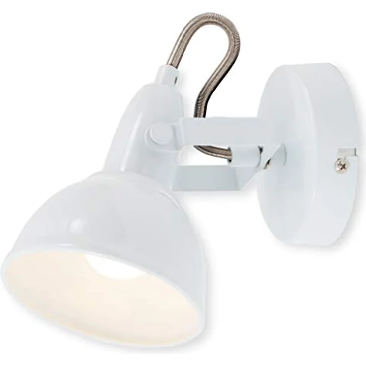 BRILONER - Wandleuchte Innen schwenkbar, Vintage, E14 Fassung, max. 40 Watt, Wandlampe innen, Wandstrahler innen, Wandlicht, Wandbeleuchtung, Schlafzimmer, Flurlampe, Wall Light, 15,6x10 cm, Weiß – Bild 1