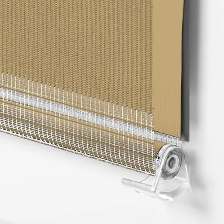 Doppelrollo Klemmfix ohne Bohren Rollos für Fenster und Tür Seitenzugrollo, Sonello, blickdicht, ohne Bohren, freihängend, Klemmfix, 30cm x 100cm Beige Duo Rollo, Lichtschutz, Jalousie mit Klemmträger – Bild 6