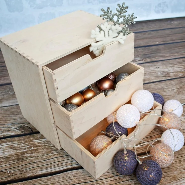 Creative Deco Schubladenbox Schubladenelement Mini-Kommode für Kleinigkeiten aus Birkensperrholz, (3-St) – Bild 3