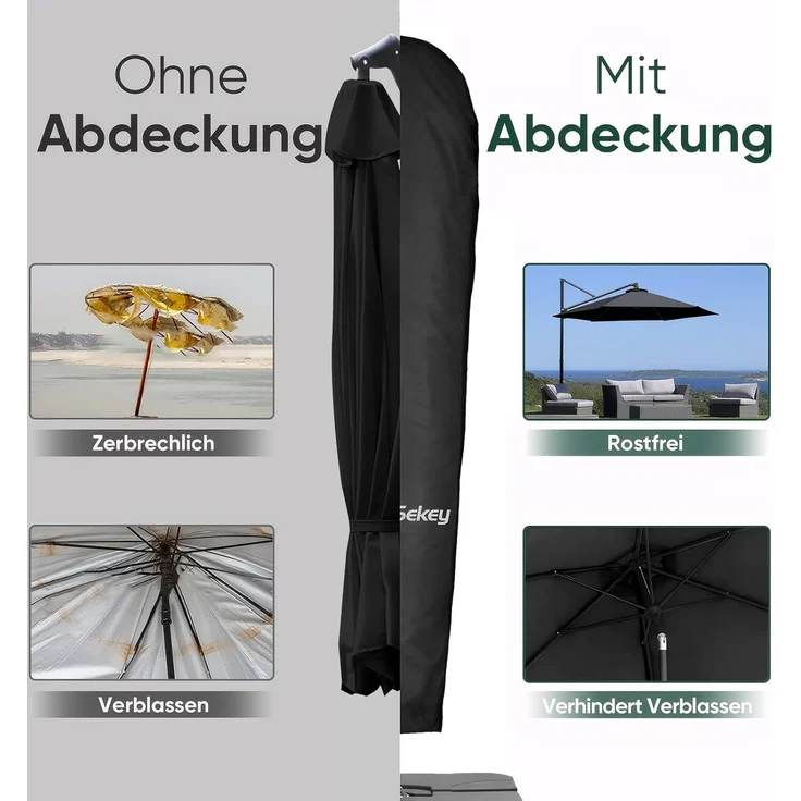 Sekey® Schutzhülle für Ampelschirm/Sonnenschirm,Abdeckhauben für Sonnenschirm, 100% Polyester – Bild 4