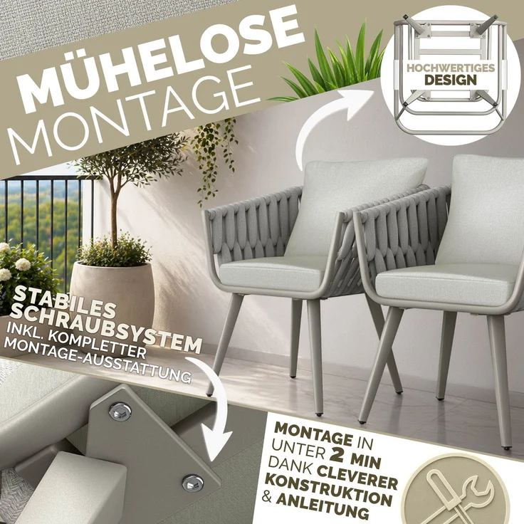 tillvex® Gartenstuhl 1 Stück Wetterfest mit Armlehne | Outdoor Stühle bis 160kg belastbar | Gartenstühle UV-beständig | Terrassenstuhl Sessel Gartenmöbel Terrasse Balkon Garten – Bild 5