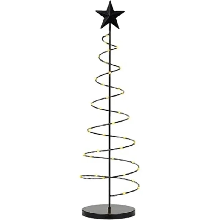 mucHome Künstlicher Weihnachtsbaum Spiral Weihnachtsbaum 60cm mit 40 warmweiße LED Metall