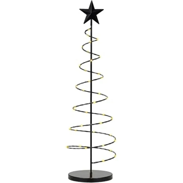 mucHome Künstlicher Weihnachtsbaum Spiral Weihnachtsbaum 60cm mit 40 warmweiße LED Metall – Bild 1