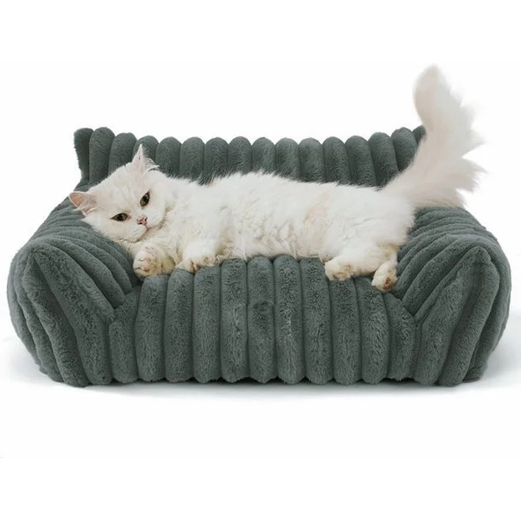 Ledander Tierbett Kuschelndes Haustierkatzen-Sofa, flauschiges Katzen-Sofa, Milchbaumwollstoff, flauschiges Haustier-Sofa-Bett, Waschbares Katzenbett,rutschfestes – Bild 4