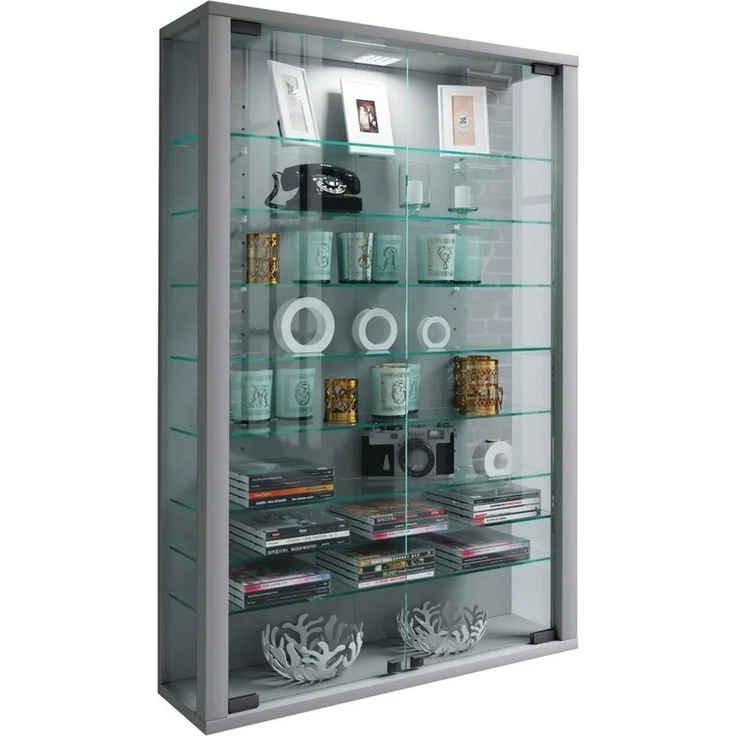VCM Wandvitrine Vitrosa 904115 Silber H. 91 x B. 59 x T. 18 cm – Bild 3