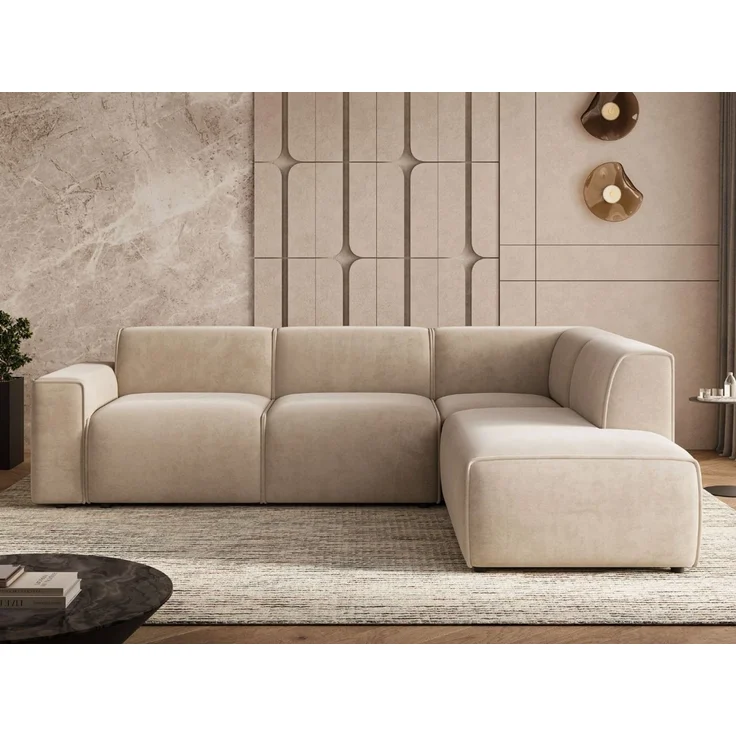 GrainGold Ecksofa L-Form Eluno, Set, Couch, mit Rückenlehne, T30-Schaum, und Wellenfedern, Modern Stil – Bild 1