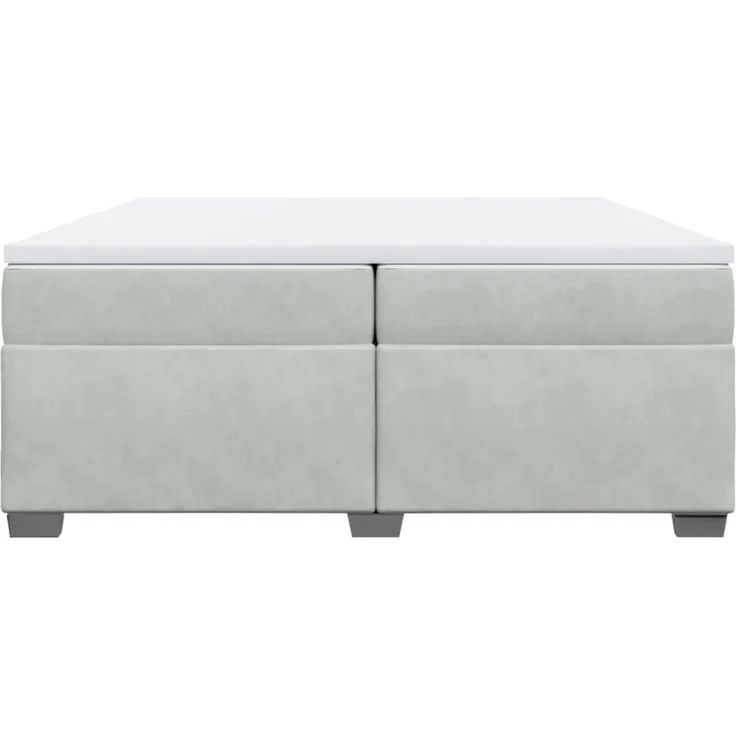 vidaXL Boxspringbett mit Matratze Hellgrau 200x200 cm Samt 3285305 – Bild 4