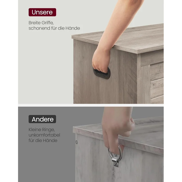 Vasagle Sitzbank, Aufbewahrungsschrank, Spielzeugtruhe, Schuhbank, Sitztruhe, Aufbewahrungsbox,100 x 40 x 46 cm, Greige meliert von Songmics LSBDE061K02 – Bild 9