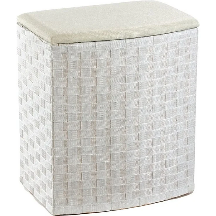 Kobolo Wäschesortierer Wäschebehälter Wäschesammler - Nylon - beige weiß (Stück, mit Deckel), 45x33x53 cm – Bild 4