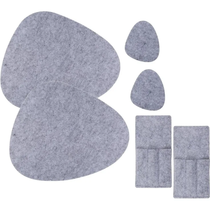 Tischset Kieselstein in grau und/oder anthrazit 3, 6.12tlg. aus Filz Platzset Duo Grau