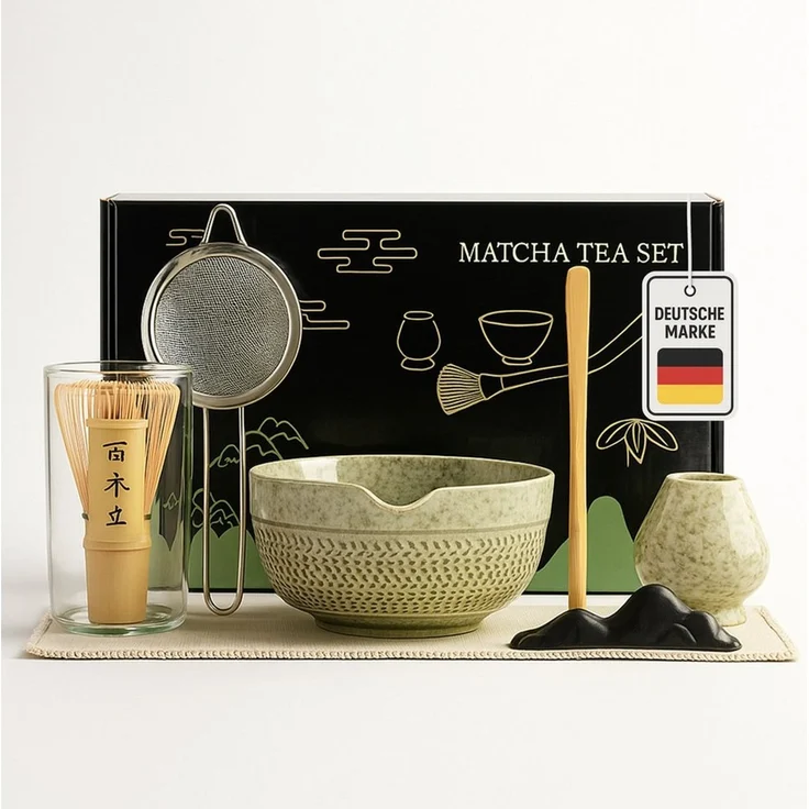 Roxlin Teeservice Roxlin Matcha Set (7-teilig) Keramik, Bambus-Besen, Schale & Zubehör – Bild 1