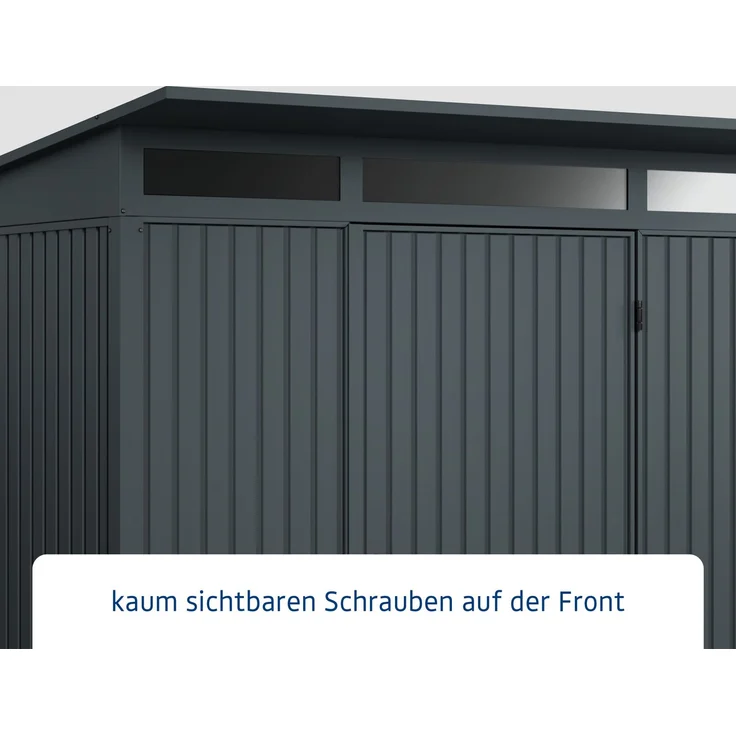 Hörmann 'Ecostar Trend' Metall-Gerätehaus mit Pultdach und 1-flügliger Tür, 238 x 238 x 232,3 cm (BxTxH), 5,7 m², Stahlblech anthrazitgrau – Bild 5