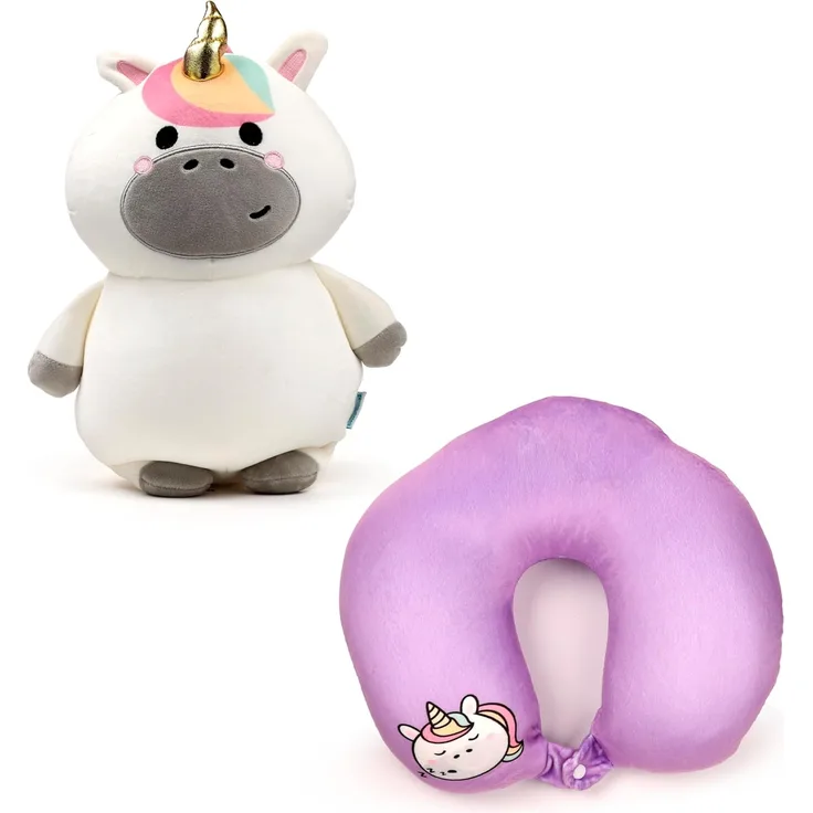 Puckator Nackenrollen Einhorn 2-in-1 Reisekissen und Plüschtier