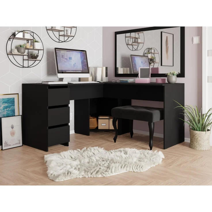 Mirjan24 Eckschreibtisch Ziongo (Farbe: Schwarz), 74 x 142 x 142 cm – Bild 2