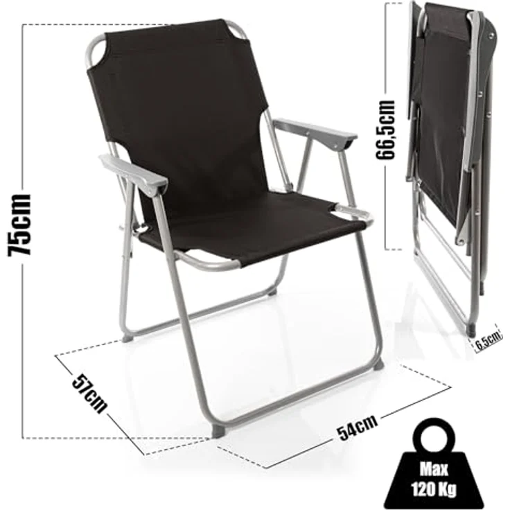 BigDean 2X Klappstuhl Faltstuhl Campingstuhl Angelstuhl schwarz robust klappbar bis 120kg belastbar klassischer Klappstuhl Gartenstuhl für Garten & Camping - Campingstuhl faltbar – Bild 3