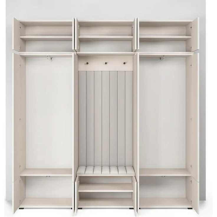 Compleo Garderoben-Set mit Sitzbank Kaschmir, Garderobenschrank mit Lamellen, Spiegel als option – Bild 2