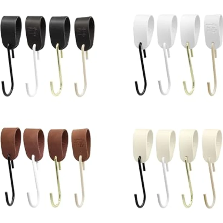 Natural Goods Berlin Garderobenhaken Schlaufe (9 St), Veganes PU Kunstleder Handtuch- Manetlhalter Kleideraufhänger S-Haken – Bild 2