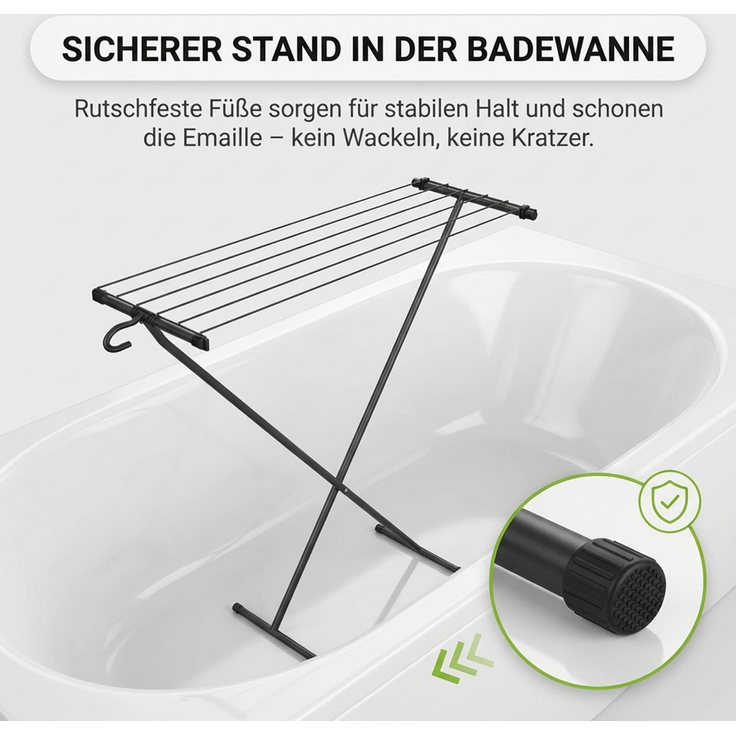 Gardissimo SPACE Badewannentrockner Wäscheständer Trockner mit Kleiderbügel – Bild 4