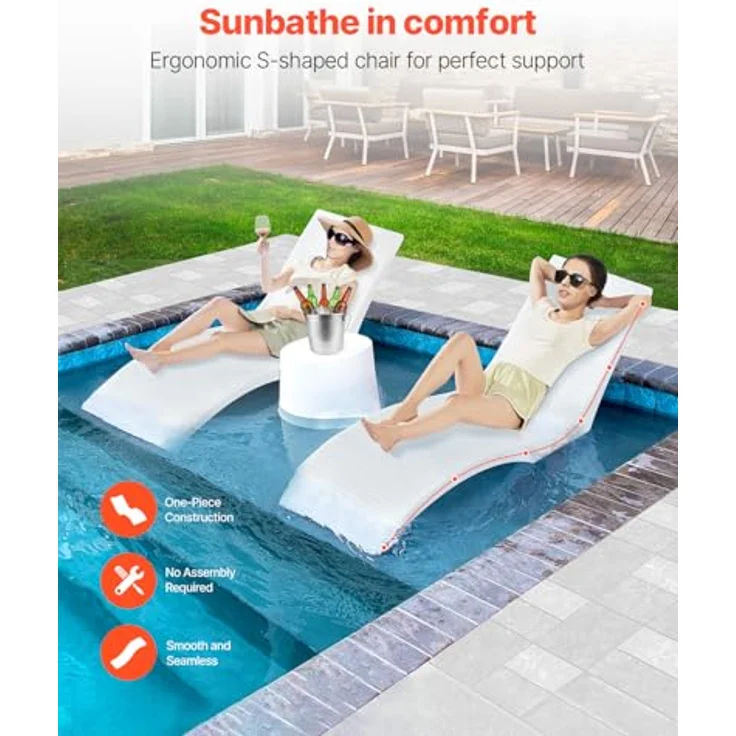 VEVOR Chaiselongue Liegestühle 2er Set, ergonomisches Design für Pools bis 12,7 cm Wassertiefe, langlebiges PE-Material, stabile Schwimmfunktion – Bild 4