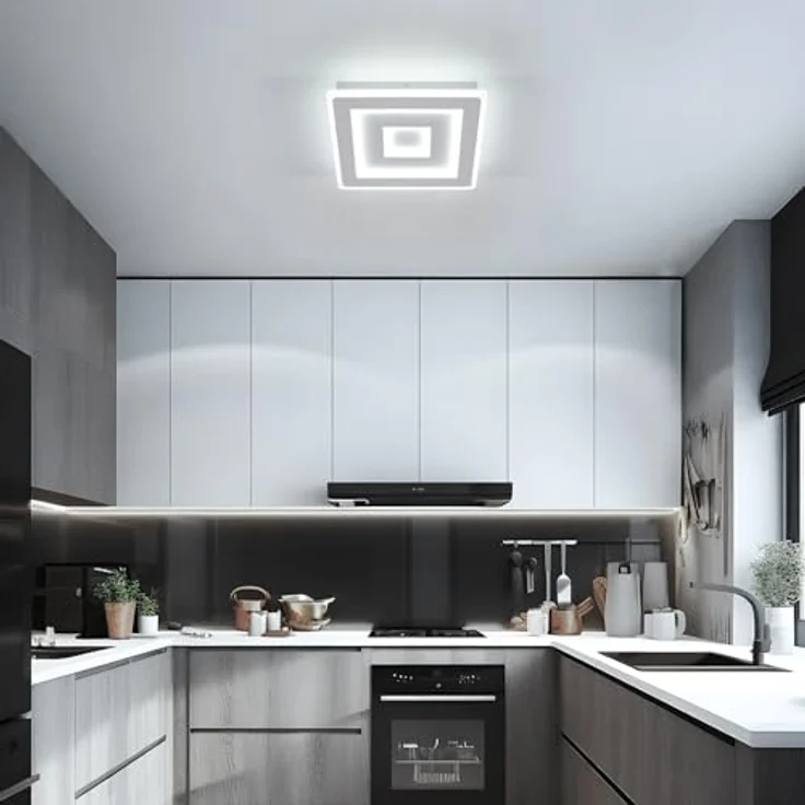 Comely LED Deckenleuchte Quadrat, 28cm 36W Moderne Deckenlampe Quadratisch Weiß LED Deckenbeleuchtung für Schlafzimmer, Wohnzimmer, Flur, Kaltweißes Licht 6500K – Bild 8