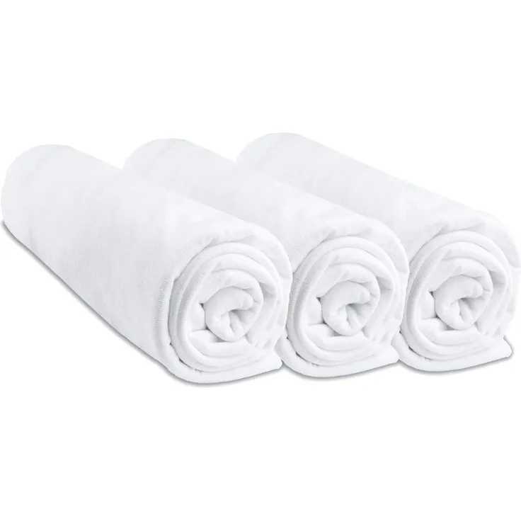 Easy Dort Spannbettlaken, Baumwolle, 40x80 cm, ausziehbar bis 40x90 cm, für Babybett, Wiege, Babyschale – Weiß, 3 Stück