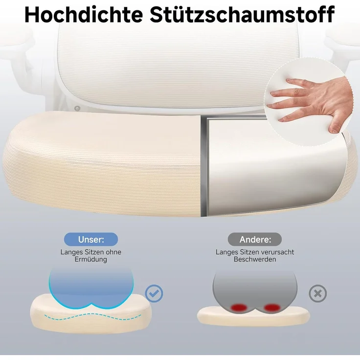 COMHOMA Bürostuhl Ergonomischer Schreibtischstuhl mit 3D Kopf- und Lendenwirbelstütze (Packung), verstellbare Kopfstütze und Armlehnen, Höhenverstellbar – Bild 6