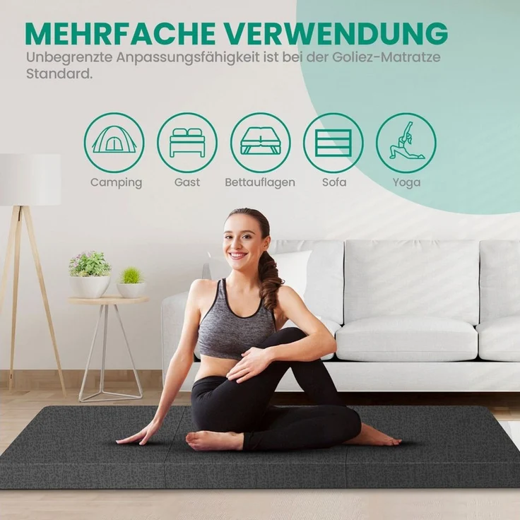 Klappmatratze Gästematratze Klappmatratze für Reisebett Kamping Bett 190 x 60 x 7 cm, Goliez, (Mehrzweck) – Bild 4
