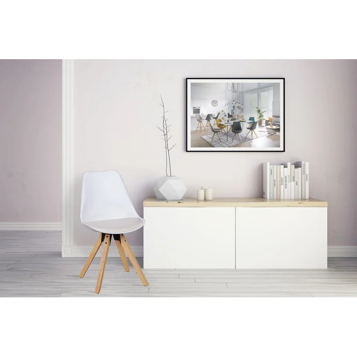 Wohnling 2er-Set Esszimmerstühle Skandinavische Stühle mit Holzbeinen weiß – Bild 18